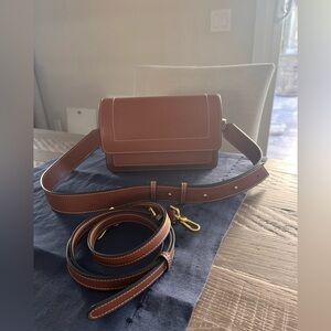 Aallyn Ingrid Leather Shoulder/Crossbody Bag in cognac